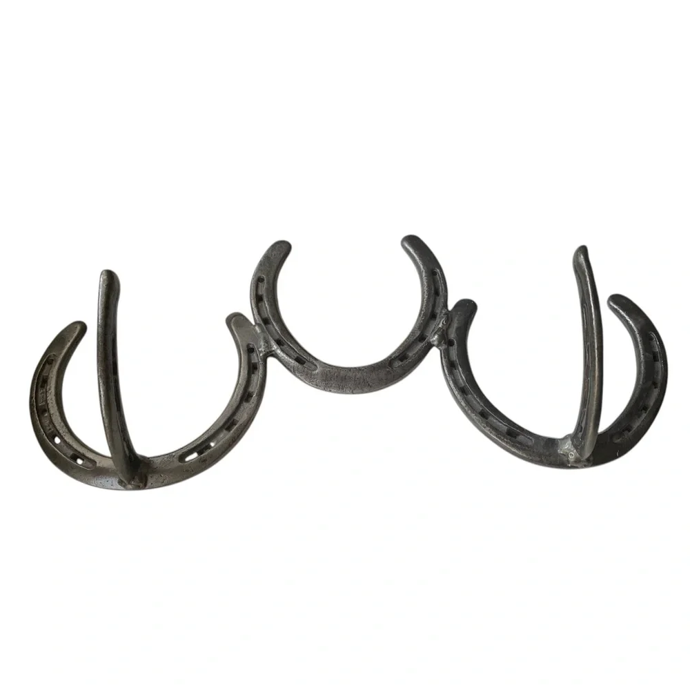 Iron Metal Horseshoe Wall Rack 2 Hook Coat Hat Storage Western Cowboy FIRM $